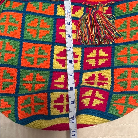 Wayuu Tribe Multicolor Handmade Woven Shoulder Bag Columbia Crochet Drawstring - Picture 11 of 14